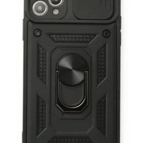 iPhone 11 Pro Max Kılıf Pars Lens Yüzüklü Silikon - Siyah-(5796)