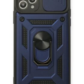 iPhone 11 Pro Max Kılıf Pars Lens Yüzüklü Silikon - Lacivert-(5796)