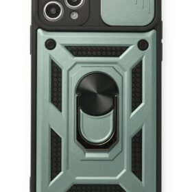 iPhone 11 Pro Max Kılıf Pars Lens Yüzüklü Silikon - Yeşil-(5796)