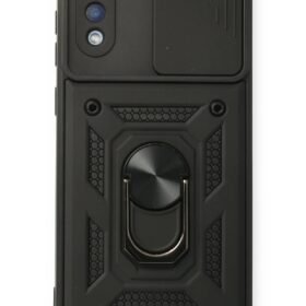 Samsung Galaxy A02 Kılıf Pars Lens Yüzüklü Silikon - Siyah-(5796)