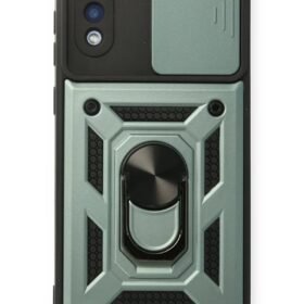 Samsung Galaxy A02 Kılıf Pars Lens Yüzüklü Silikon - Yeşil-(5796)