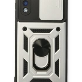 Samsung Galaxy A02 Kılıf Pars Lens Yüzüklü Silikon - Gümüş-(5796)