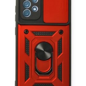 Samsung Galaxy A32 Kılıf Pars Lens Yüzüklü Silikon - Kırmızı-(5796)