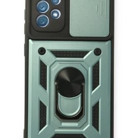 Samsung Galaxy A32 Kılıf Pars Lens Yüzüklü Silikon - Yeşil-(5796)