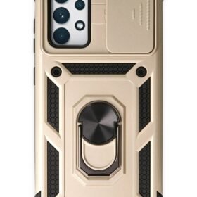 Samsung Galaxy A52 Kılıf Pars Lens Yüzüklü Silikon - Gold-(5796)