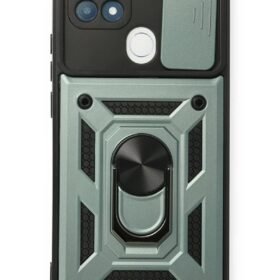 Oppo A15 Kılıf Pars Lens Yüzüklü Silikon - Yeşil-(5796)