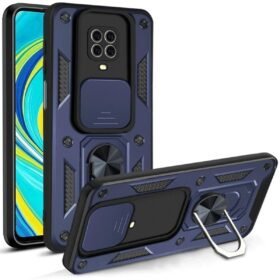 Xiaomi Redmi Note 9 Pro Kılıf Pars Lens Yüzüklü Silikon - Lacivert-(5796)