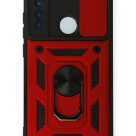 Xiaomi Redmi Note 8 Kılıf Pars Lens Yüzüklü Silikon - Kırmızı-(5796)