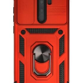 Xiaomi Redmi Note 8 Pro Kılıf Pars Lens Yüzüklü Silikon - Kırmızı-(5796)