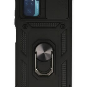 Xiaomi Redmi Note 10 Kılıf Pars Lens Yüzüklü Silikon - Siyah-(5796)