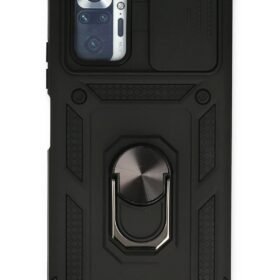 Xiaomi Redmi Note 10 Pro Kılıf Pars Lens Yüzüklü Silikon - Siyah-(5796)