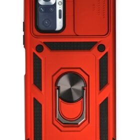 Xiaomi Redmi Note 10 Pro Kılıf Pars Lens Yüzüklü Silikon - Kırmızı-(5796)