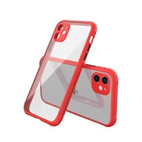 iPhone 12 Mini Kılıf Miami Şeffaf Silikon - Kırmızı-(5796)