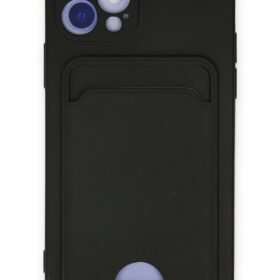 iPhone 12 Kılıf Kelvin Kartvizitli Silikon - Siyah-(5796)