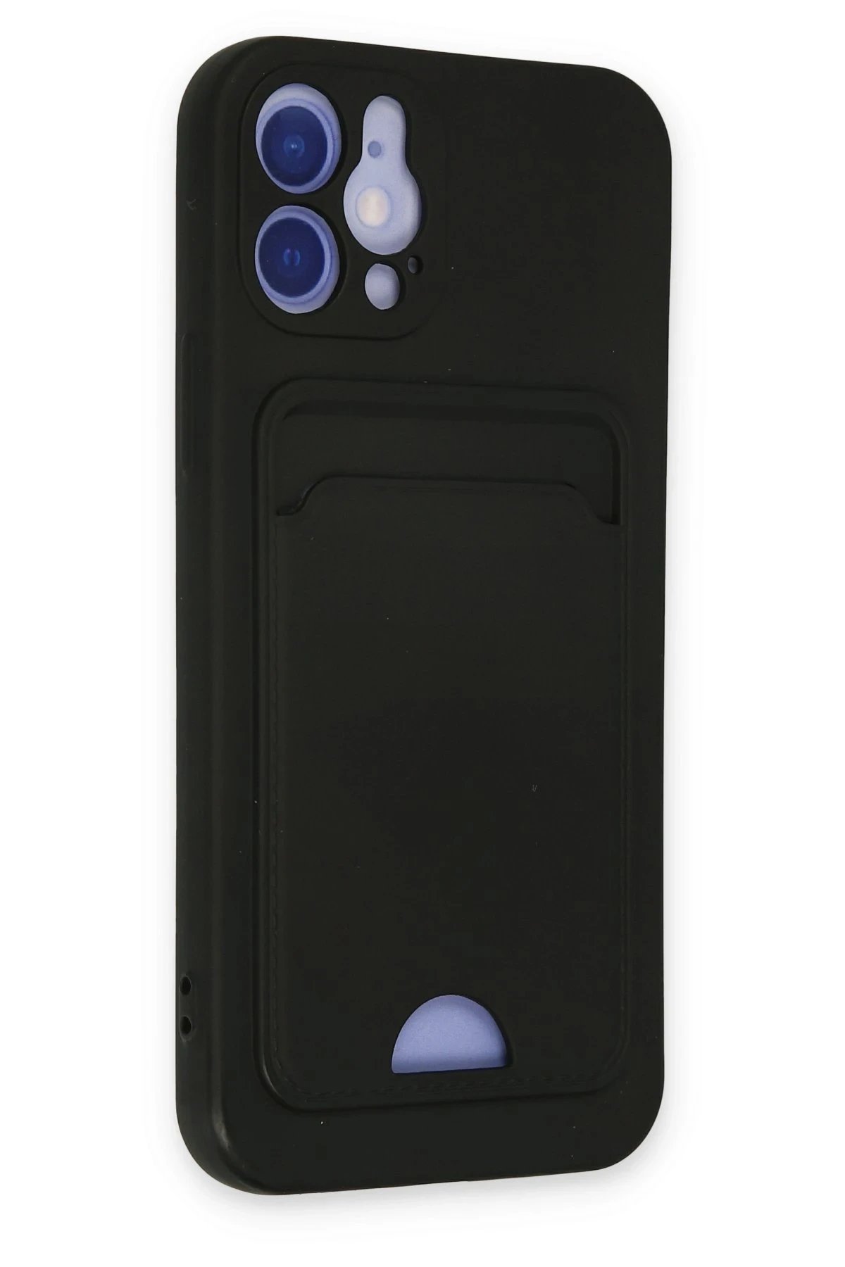 iPhone 12 Kılıf Kelvin Kartvizitli Silikon - Siyah-(5796) - Görsel 2