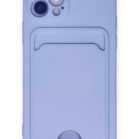 iPhone 12 Kılıf Kelvin Kartvizitli Silikon - Lila-(5796)