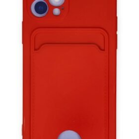 iPhone 12 Kılıf Kelvin Kartvizitli Silikon - Kırmızı-(5796)