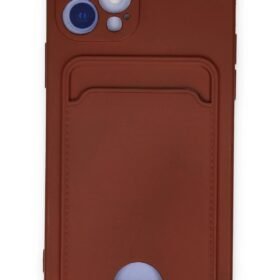 iPhone 12 Kılıf Kelvin Kartvizitli Silikon - Bordo-(5796)