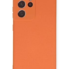 Samsung Galaxy S21 Ultra Kılıf Nano içi Kadife Silikon - Turuncu-(5796)