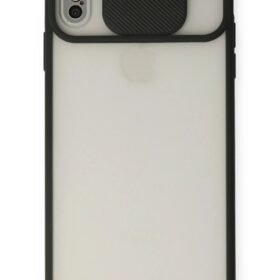 iPhone X Kılıf Palm Buzlu Kamera Sürgülü Silikon - Siyah-(5796)