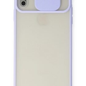 iPhone X Kılıf Palm Buzlu Kamera Sürgülü Silikon - Lila-(5796)
