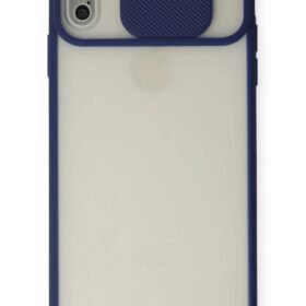 iPhone X Kılıf Palm Buzlu Kamera Sürgülü Silikon - Lacivert-(5796)