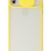 iPhone X Kılıf Palm Buzlu Kamera Sürgülü Silikon - Sarı-(5796)