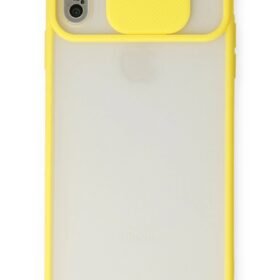 iPhone X Kılıf Palm Buzlu Kamera Sürgülü Silikon - Sarı-(5796)