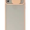 iPhone X Kılıf Palm Buzlu Kamera Sürgülü Silikon - Pembe-(5796)