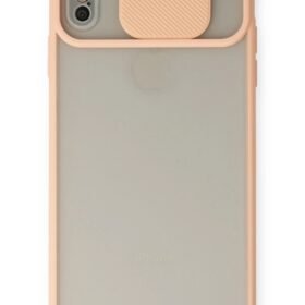 iPhone X Kılıf Palm Buzlu Kamera Sürgülü Silikon - Pembe-(5796)