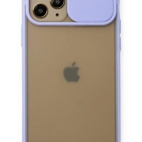 iPhone 11 Pro Kılıf Palm Buzlu Kamera Sürgülü Silikon - Lila-(5796)