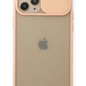 iPhone 11 Pro Kılıf Palm Buzlu Kamera Sürgülü Silikon - Pembe-(5796)