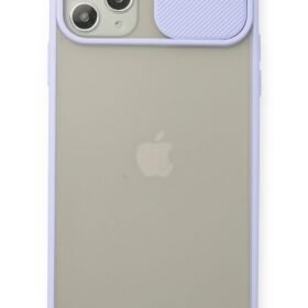 iPhone 11 Pro Max Kılıf Palm Buzlu Kamera Sürgülü Silikon - Lila-(5796)