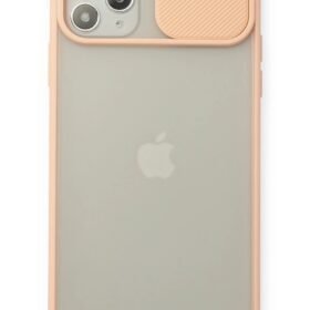 iPhone 11 Pro Max Kılıf Palm Buzlu Kamera Sürgülü Silikon - Pembe-(5796)