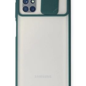 Samsung Galaxy M51 Kılıf Palm Buzlu Kamera Sürgülü Silikon - Yeşil-(5796)