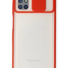 Samsung Galaxy M51 Kılıf Palm Buzlu Kamera Sürgülü Silikon - Kırmızı-(5796)