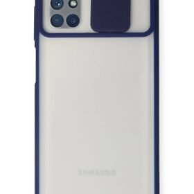 Samsung Galaxy M51 Kılıf Palm Buzlu Kamera Sürgülü Silikon - Lacivert-(5796)