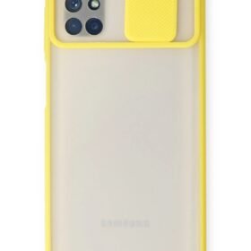 Samsung Galaxy M51 Kılıf Palm Buzlu Kamera Sürgülü Silikon - Sarı-(5796)
