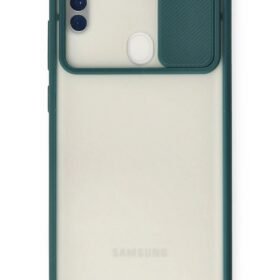 Samsung Galaxy A11 Kılıf Palm Buzlu Kamera Sürgülü Silikon - Yeşil-(5796)
