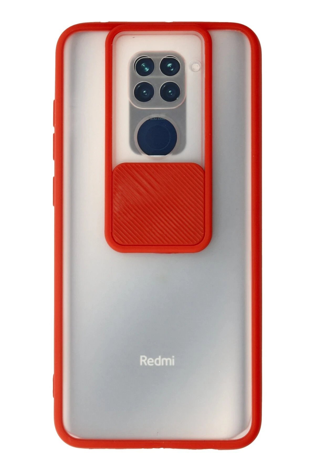 Xiaomi Redmi Note 9 Kılıf Palm Buzlu Kamera Sürgülü Silikon - Kırmızı-(5796)