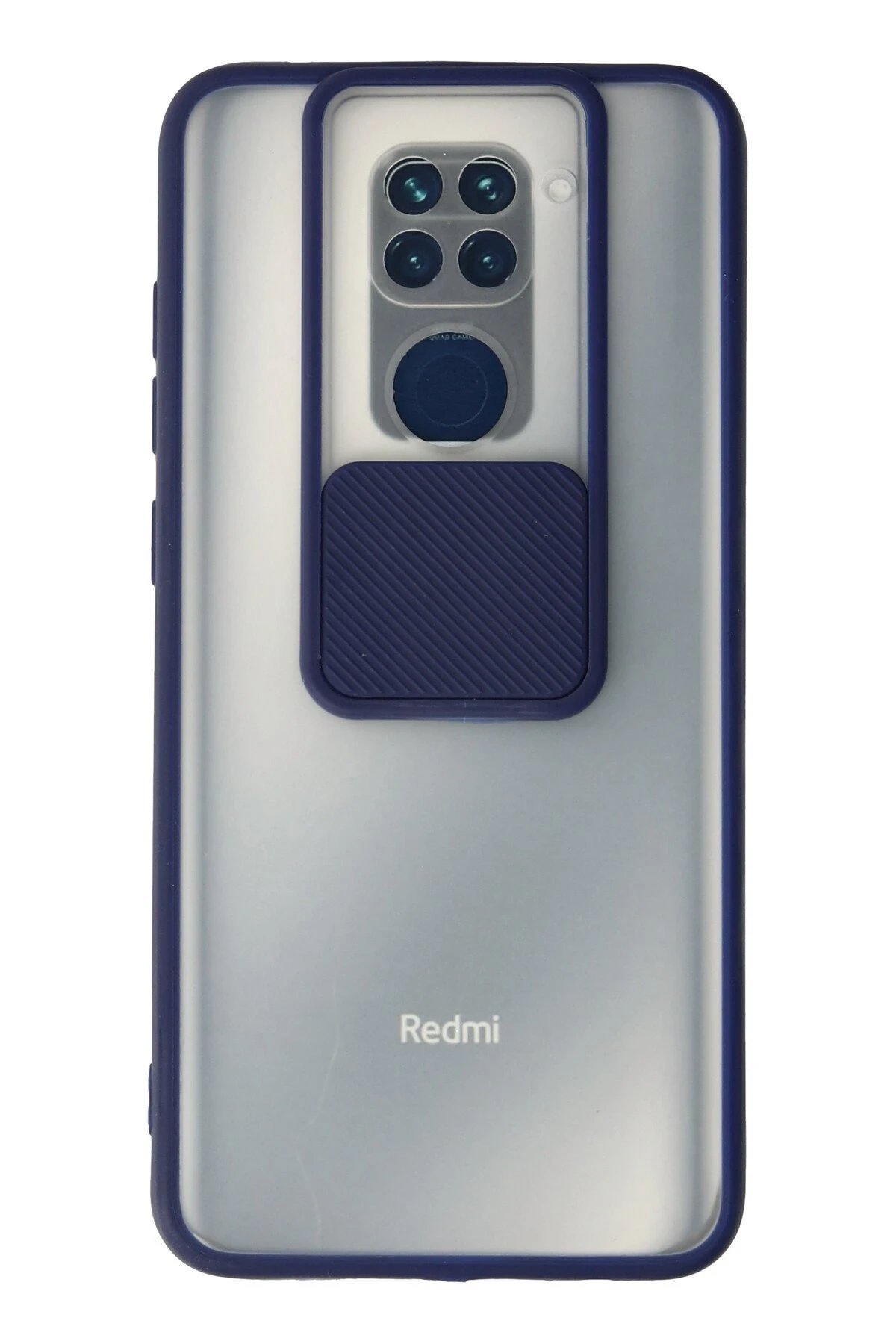 Xiaomi Redmi Note 9 Kılıf Palm Buzlu Kamera Sürgülü Silikon - Lacivert-(5796)