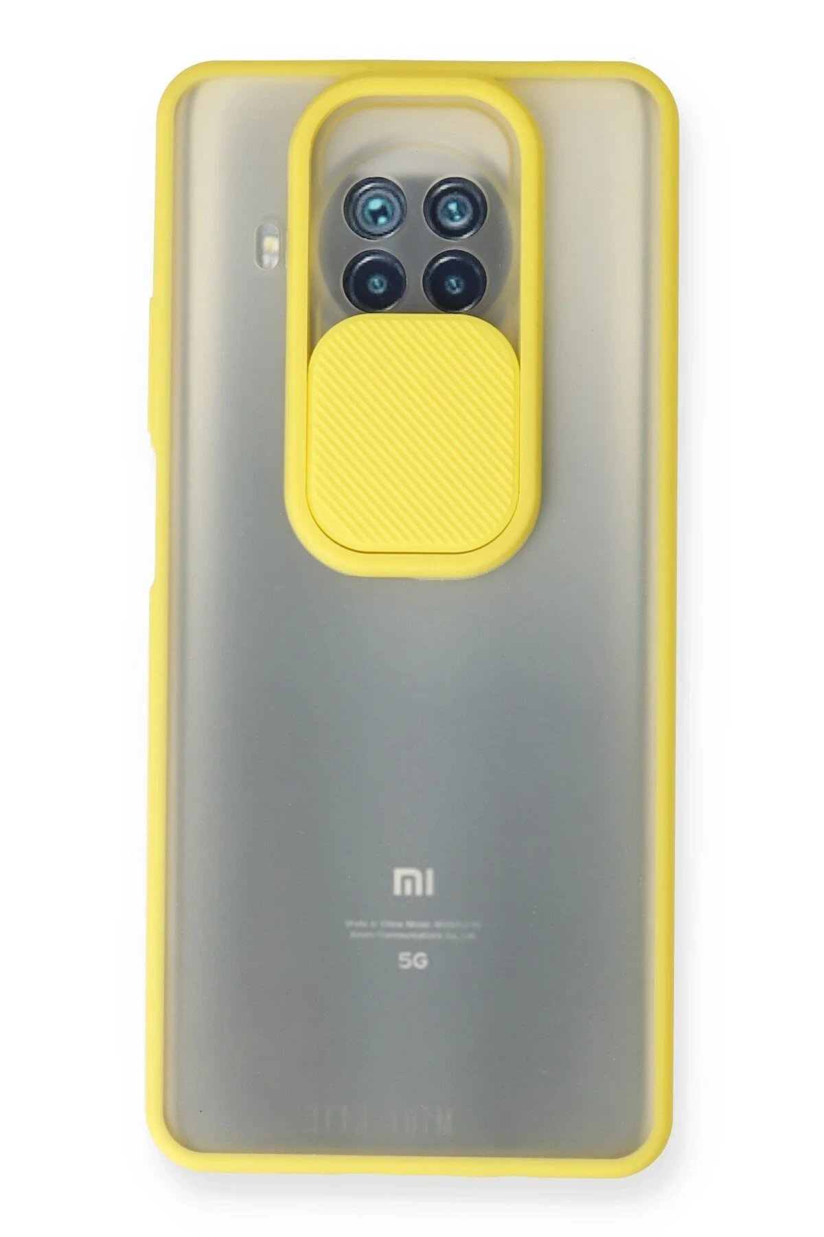 Xiaomi Mi 10T Lite Kılıf Palm Buzlu Kamera Sürgülü Silikon - Sarı-(5796)