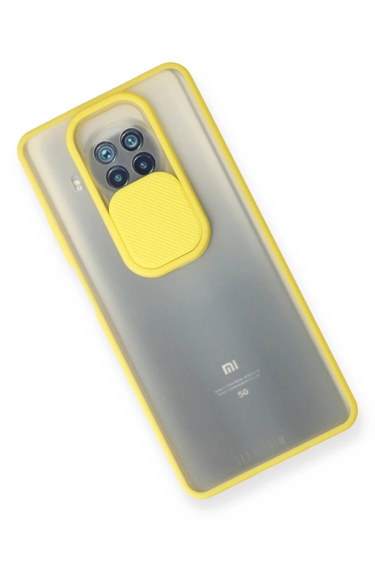 Xiaomi Mi 10T Lite Kılıf Palm Buzlu Kamera Sürgülü Silikon - Sarı-(5796) - Görsel 3