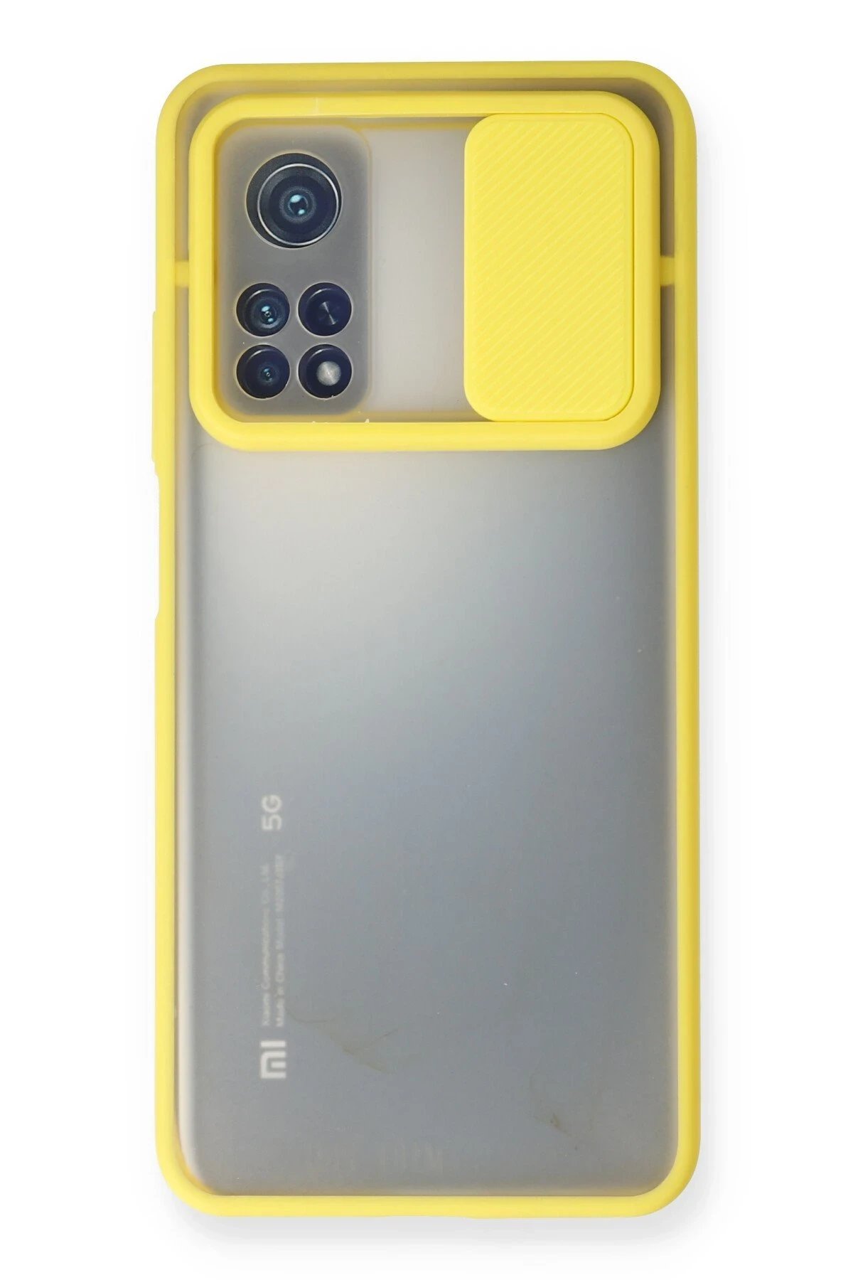 Xiaomi Mi 10T Kılıf Palm Buzlu Kamera Sürgülü Silikon - Sarı-(5796)