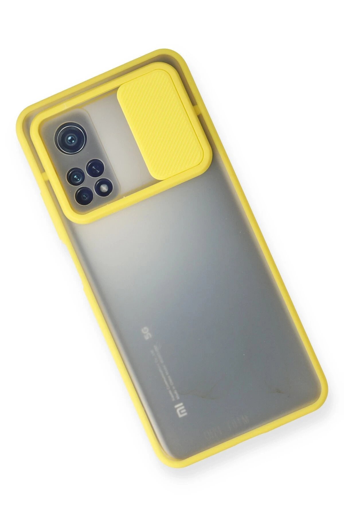 Xiaomi Mi 10T Kılıf Palm Buzlu Kamera Sürgülü Silikon - Sarı-(5796) - Görsel 3