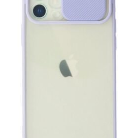 iPhone 12 Kılıf Palm Buzlu Kamera Sürgülü Silikon - Lila-(5796)