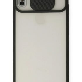 iPhone XS Max Kılıf Palm Buzlu Kamera Sürgülü Silikon - Siyah-(5796)