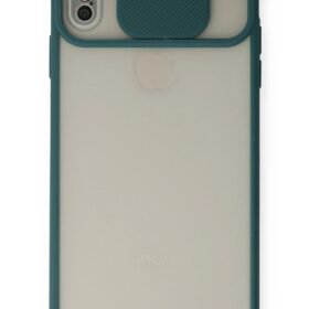 iPhone XS Max Kılıf Palm Buzlu Kamera Sürgülü Silikon - Yeşil-(5796)