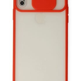 iPhone XS Max Kılıf Palm Buzlu Kamera Sürgülü Silikon - Kırmızı-(5796)