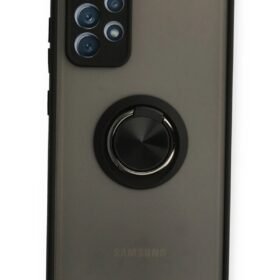 Samsung Galaxy A72 Kılıf Montreal Yüzüklü Silikon Kapak - Siyah-(5796)
